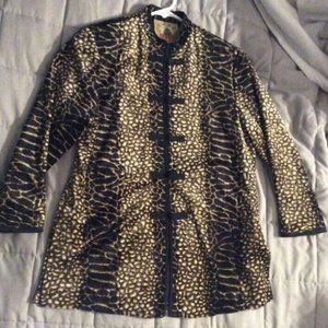 Animal Print Oriental Toggle Jacket Blazer